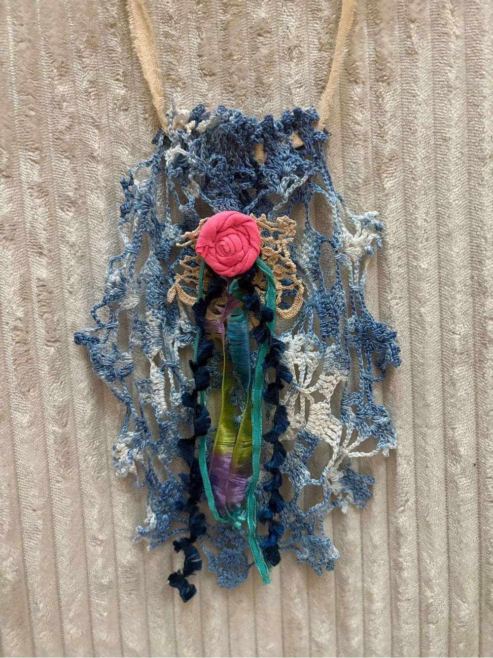 Crocheted Shabby Chic Jabot Collar Necklace